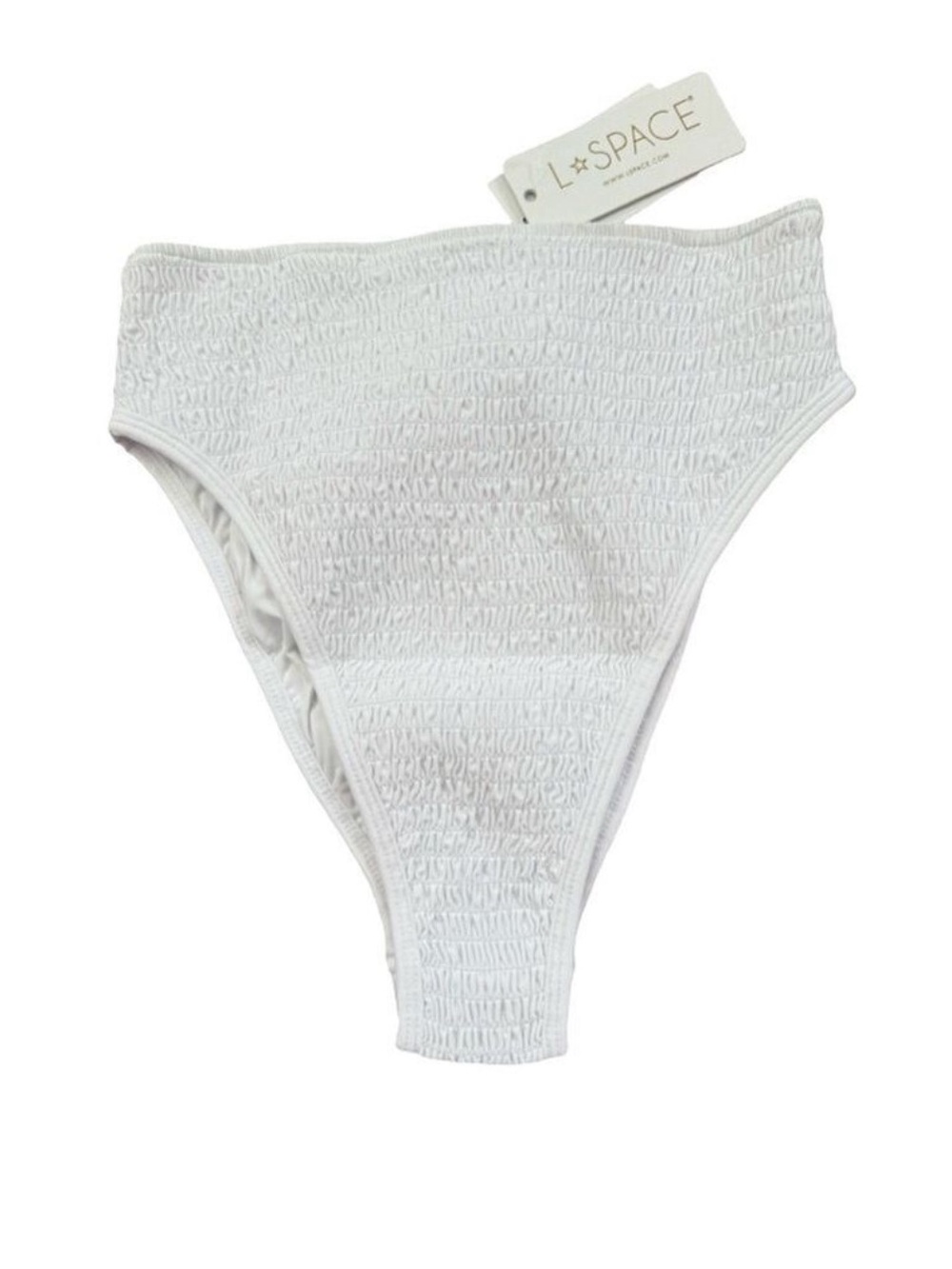 L*Space White Barlette Bitsy Smocked Bikini Swim Bottom NWT Size S